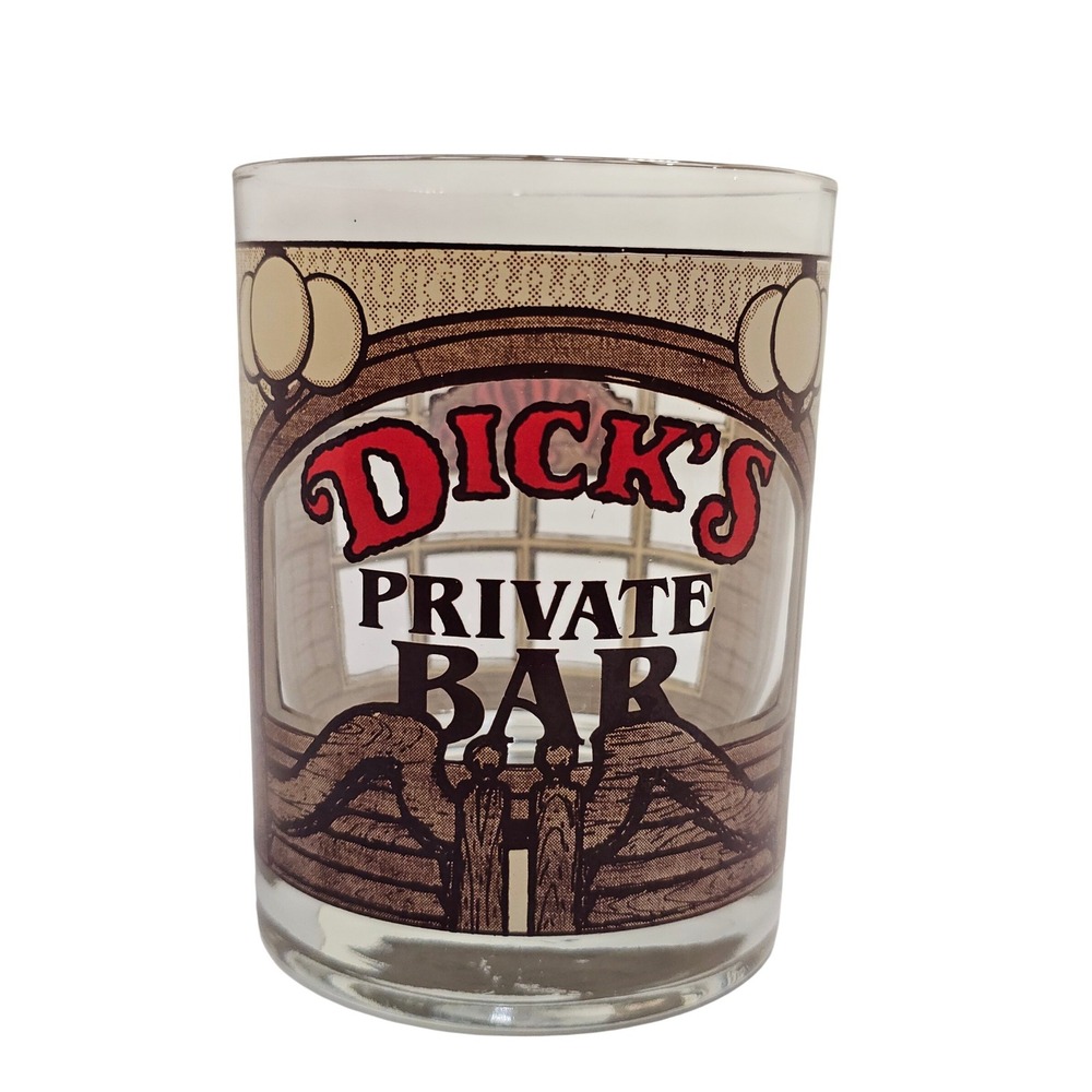 Vintage Dicks Private Bar Rocks Glass Designers Guild T Morrow Graphic Lowball